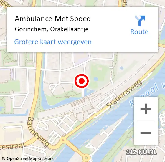 Locatie op kaart van de 112 melding: Ambulance Met Spoed Naar Gorinchem, Orakellaantje op 23 mei 2015 03:52