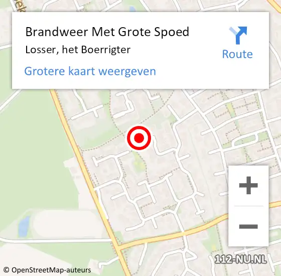 Locatie op kaart van de 112 melding: Brandweer Met Grote Spoed Naar Losser, het Boerrigter op 23 mei 2015 04:29