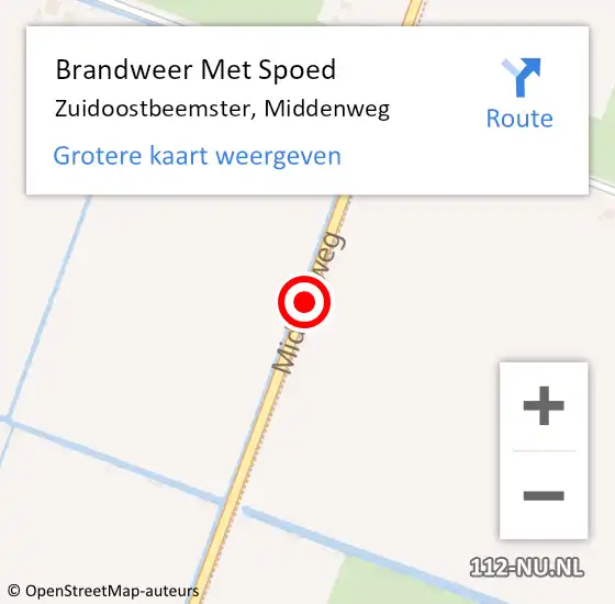 Locatie op kaart van de 112 melding: Brandweer Met Spoed Naar Zuidoostbeemster, Middenweg op 23 mei 2015 04:51