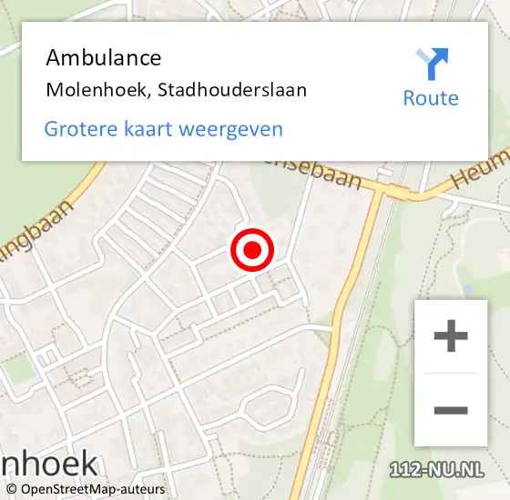 Locatie op kaart van de 112 melding: Ambulance Molenhoek, Stadhouderslaan op 8 november 2013 15:09