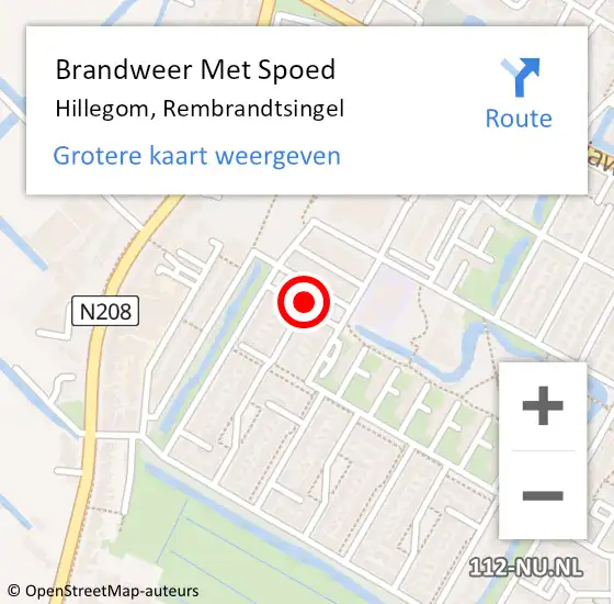 Locatie op kaart van de 112 melding: Brandweer Met Spoed Naar Hillegom, Rembrandtsingel op 23 mei 2015 08:07