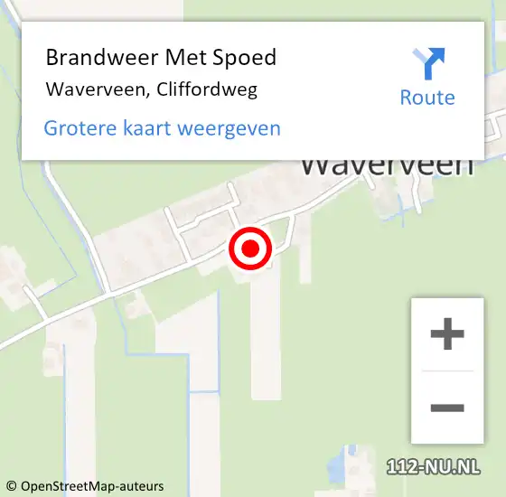 Locatie op kaart van de 112 melding: Brandweer Met Spoed Naar Waverveen, Cliffordweg op 23 mei 2015 08:41