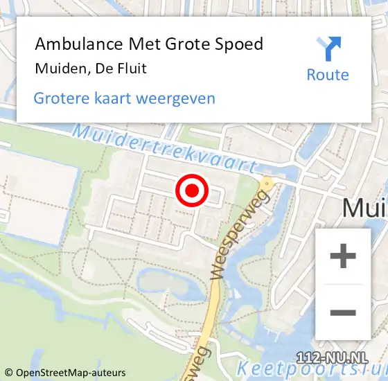 Locatie op kaart van de 112 melding: Ambulance Met Grote Spoed Naar Muiden, De Fluit op 23 mei 2015 09:39