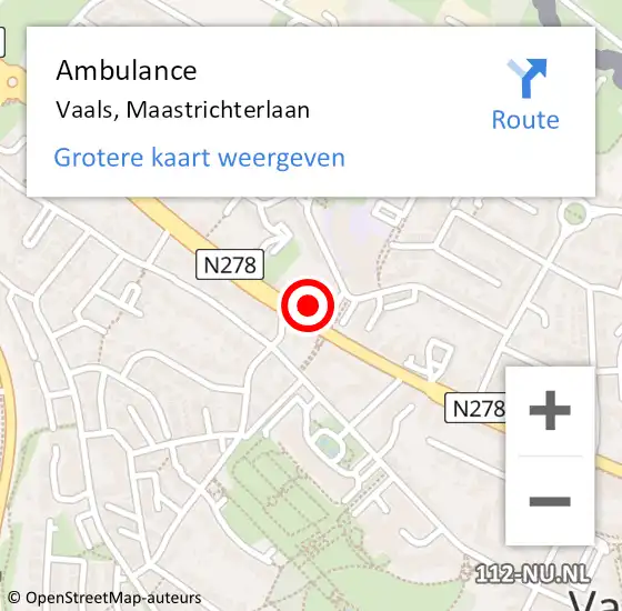 Locatie op kaart van de 112 melding: Ambulance Vaals, Maastrichterlaan op 8 november 2013 15:21