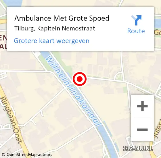 Locatie op kaart van de 112 melding: Ambulance Met Grote Spoed Naar Tilburg, Kapitein Nemostraat op 23 mei 2015 11:15