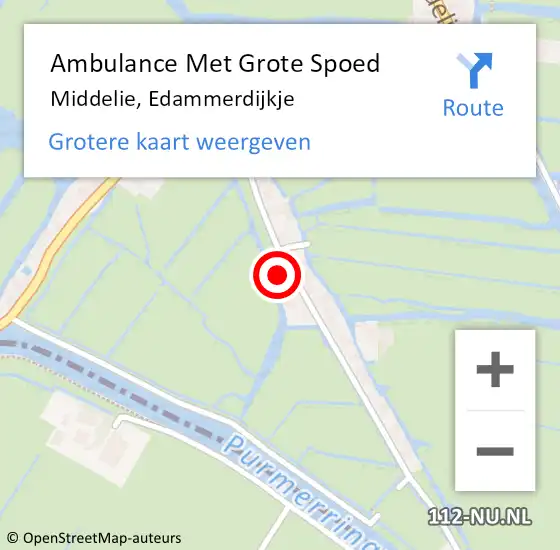 Locatie op kaart van de 112 melding: Ambulance Met Grote Spoed Naar Middelie, Edammerdijkje op 23 mei 2015 12:23