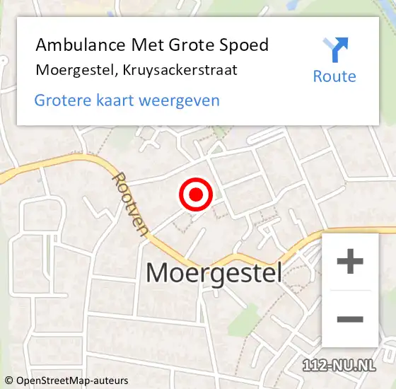 Locatie op kaart van de 112 melding: Ambulance Met Grote Spoed Naar Moergestel, Kruysackerstraat op 23 mei 2015 12:25