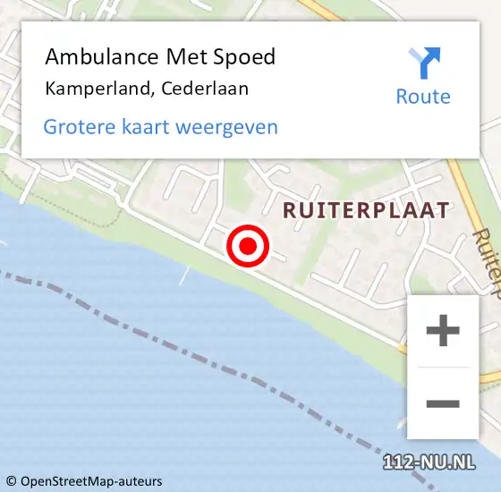 Locatie op kaart van de 112 melding: Ambulance Met Spoed Naar Kamperland, Cederlaan op 23 mei 2015 12:33