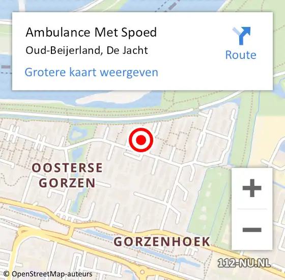 Locatie op kaart van de 112 melding: Ambulance Met Spoed Naar Oud-Beijerland, De Jacht op 23 mei 2015 12:37