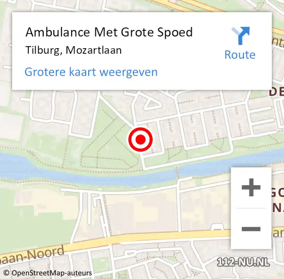 Locatie op kaart van de 112 melding: Ambulance Met Grote Spoed Naar Tilburg, Mozartlaan op 23 mei 2015 12:51