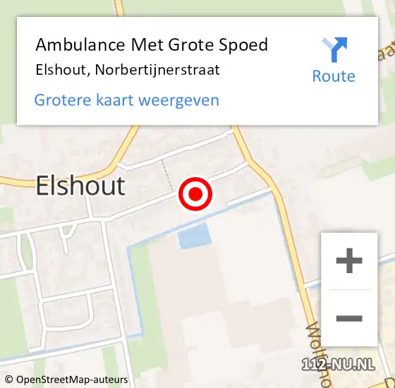 Locatie op kaart van de 112 melding: Ambulance Met Grote Spoed Naar Elshout, Norbertijnerstraat op 23 mei 2015 13:09