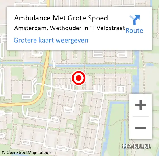 Locatie op kaart van de 112 melding: Ambulance Met Grote Spoed Naar Amsterdam, Wethouder In 'T Veldstraat op 23 mei 2015 13:24