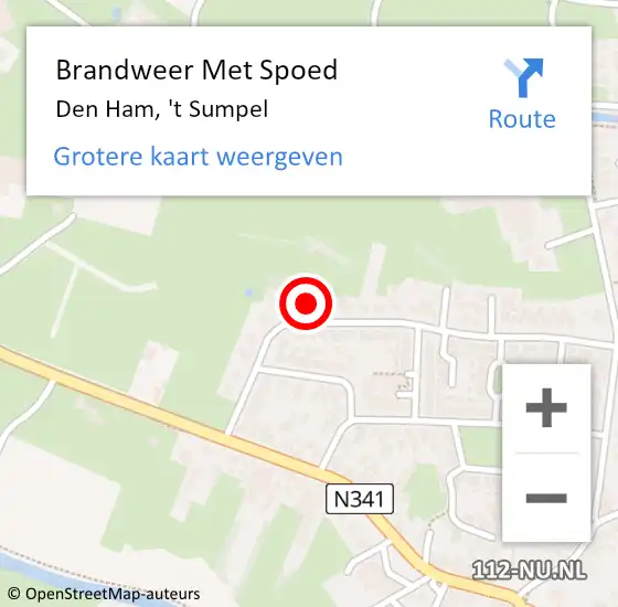 Locatie op kaart van de 112 melding: Brandweer Met Spoed Naar Den Ham, 't Sumpel op 23 mei 2015 14:50