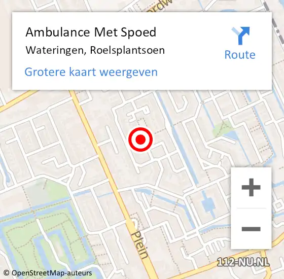 Locatie op kaart van de 112 melding: Ambulance Met Spoed Naar Wateringen, Roelsplantsoen op 23 mei 2015 15:10