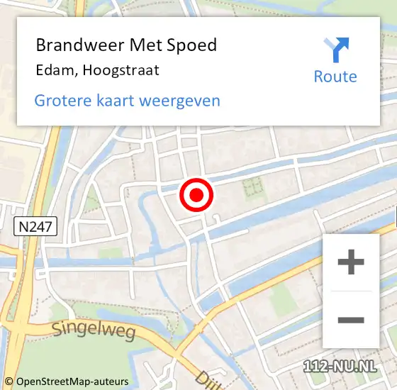 Locatie op kaart van de 112 melding: Brandweer Met Spoed Naar Edam, Hoogstraat op 23 mei 2015 15:31