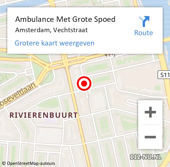 Locatie op kaart van de 112 melding: Ambulance Met Grote Spoed Naar Amsterdam, Vechtstraat op 23 mei 2015 15:40