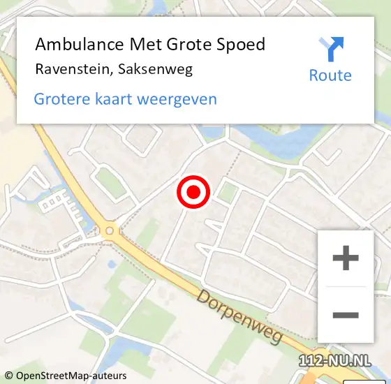 Locatie op kaart van de 112 melding: Ambulance Met Grote Spoed Naar Ravenstein, Saksenweg op 8 november 2013 15:44