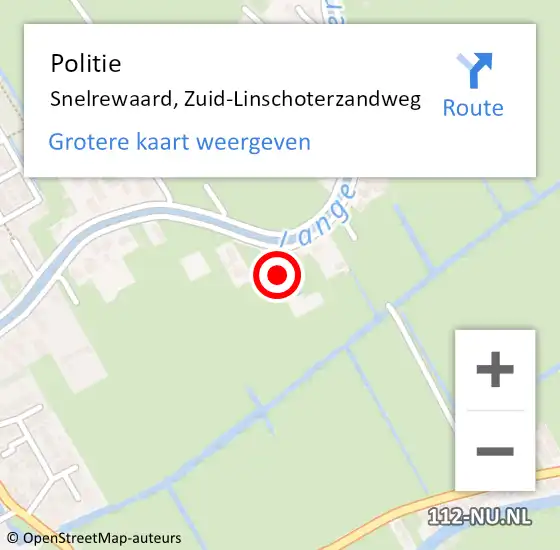 Locatie op kaart van de 112 melding: Politie Snelrewaard, Zuid-Linschoterzandweg op 23 mei 2015 15:56