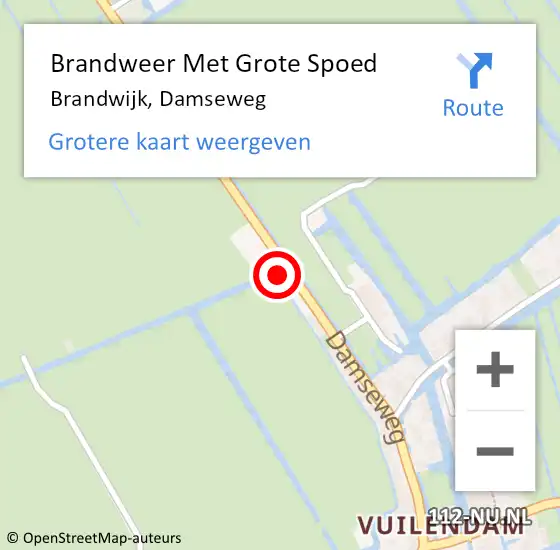 Locatie op kaart van de 112 melding: Brandweer Met Grote Spoed Naar Brandwijk, Damseweg op 23 mei 2015 16:09