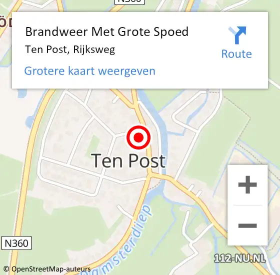 Locatie op kaart van de 112 melding: Brandweer Met Grote Spoed Naar Ten Post, Rijksweg op 23 mei 2015 16:24