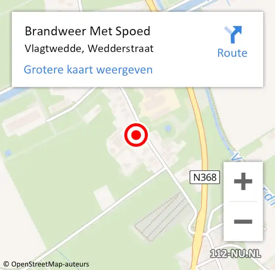 Locatie op kaart van de 112 melding: Brandweer Met Spoed Naar Vlagtwedde, Wedderstraat op 23 mei 2015 18:24