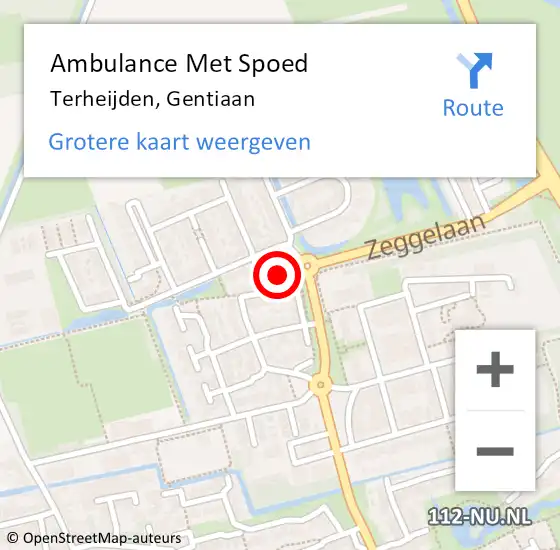 Locatie op kaart van de 112 melding: Ambulance Met Spoed Naar Terheijden, Gentiaan op 23 mei 2015 18:46