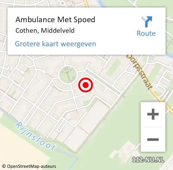 Locatie op kaart van de 112 melding: Ambulance Met Spoed Naar Cothen, Middelveld op 23 mei 2015 19:04