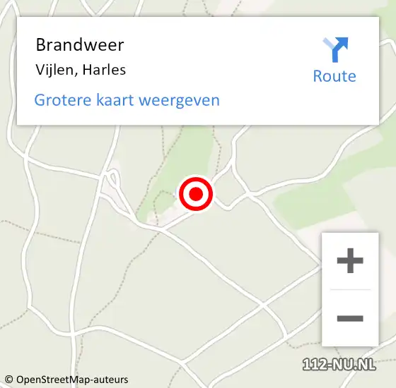 Locatie op kaart van de 112 melding: Brandweer Vijlen, Harles op 23 mei 2015 19:05