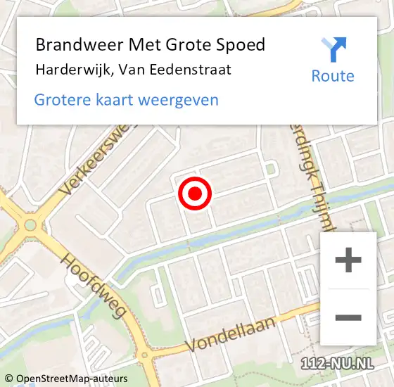 Locatie op kaart van de 112 melding: Brandweer Met Grote Spoed Naar Harderwijk, Van Eedenstraat op 23 mei 2015 20:31