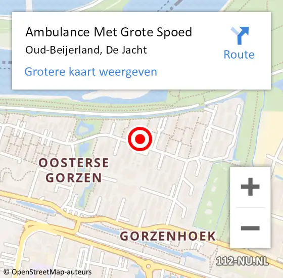 Locatie op kaart van de 112 melding: Ambulance Met Grote Spoed Naar Oud-Beijerland, De Jacht op 23 mei 2015 21:02