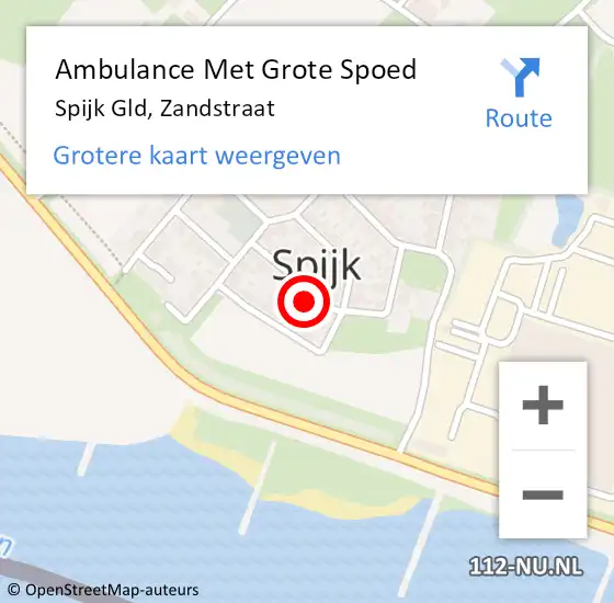 Locatie op kaart van de 112 melding: Ambulance Met Grote Spoed Naar Spijk Gld, Zandstraat op 8 november 2013 16:13