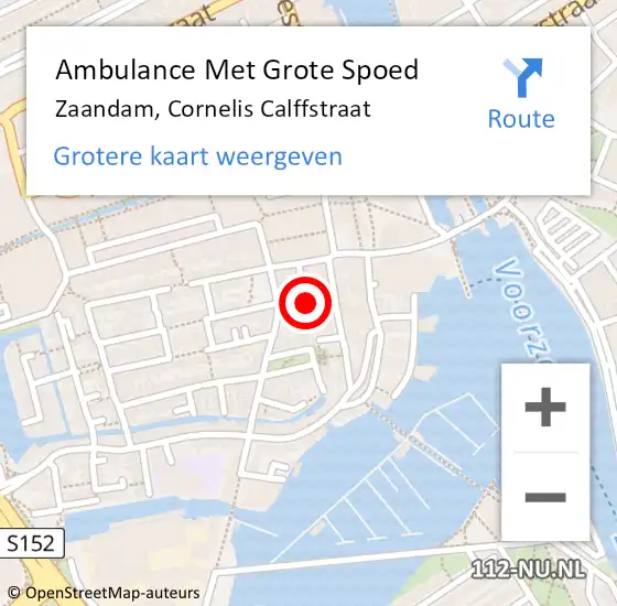 Locatie op kaart van de 112 melding: Ambulance Met Grote Spoed Naar Zaandam, Cornelis Calffstraat op 8 november 2013 16:13