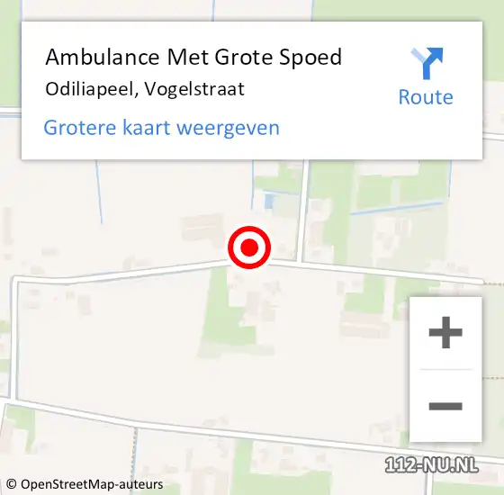 Locatie op kaart van de 112 melding: Ambulance Met Grote Spoed Naar Odiliapeel, Vogelstraat op 23 mei 2015 22:22