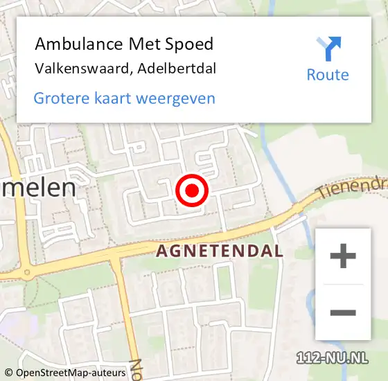 Locatie op kaart van de 112 melding: Ambulance Met Spoed Naar Valkenswaard, Adelbertdal op 23 mei 2015 22:58