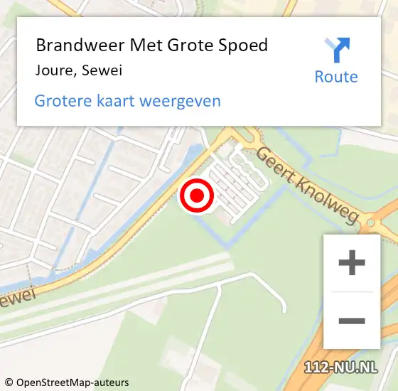 Locatie op kaart van de 112 melding: Brandweer Met Grote Spoed Naar Joure, Sewei op 24 mei 2015 00:36