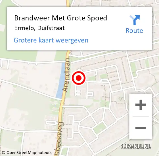 Locatie op kaart van de 112 melding: Brandweer Met Grote Spoed Naar Ermelo, Duifstraat op 24 mei 2015 01:11