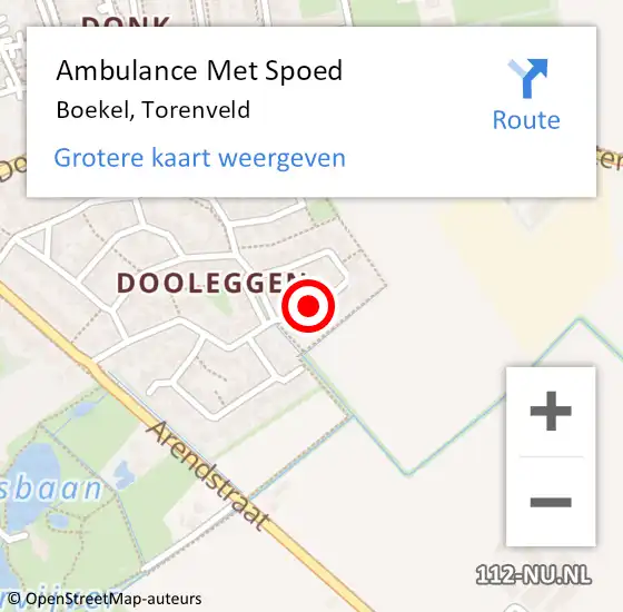 Locatie op kaart van de 112 melding: Ambulance Met Spoed Naar Boekel, Torenveld op 24 mei 2015 01:36