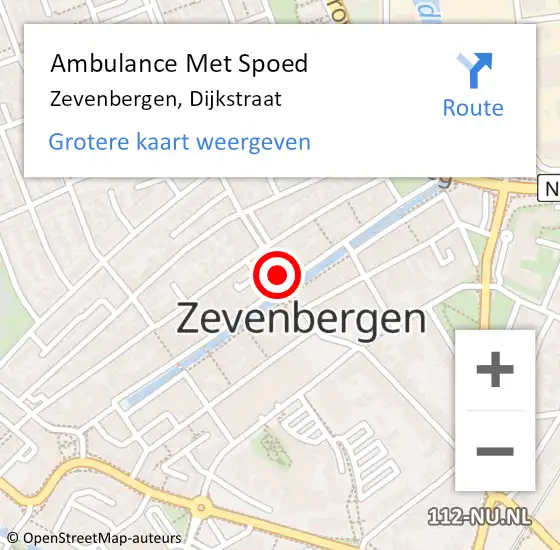 Locatie op kaart van de 112 melding: Ambulance Met Spoed Naar Zevenbergen, Dijkstraat op 24 mei 2015 02:14
