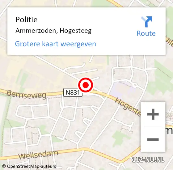 Locatie op kaart van de 112 melding: Politie Ammerzoden, Hogesteeg op 24 mei 2015 03:56