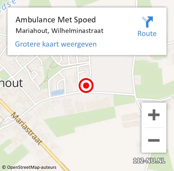 Locatie op kaart van de 112 melding: Ambulance Met Spoed Naar Mariahout, Wilhelminastraat op 24 mei 2015 05:50