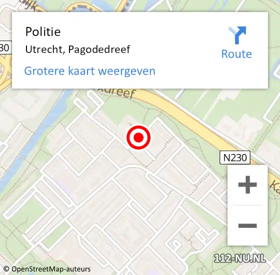 Locatie op kaart van de 112 melding: Politie Utrecht, Pagodedreef op 24 mei 2015 07:22