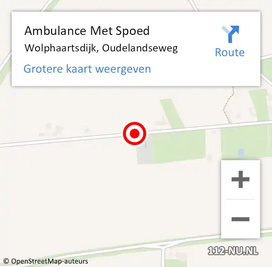 Locatie op kaart van de 112 melding: Ambulance Met Spoed Naar Wolphaartsdijk, Oudelandseweg op 24 mei 2015 09:03