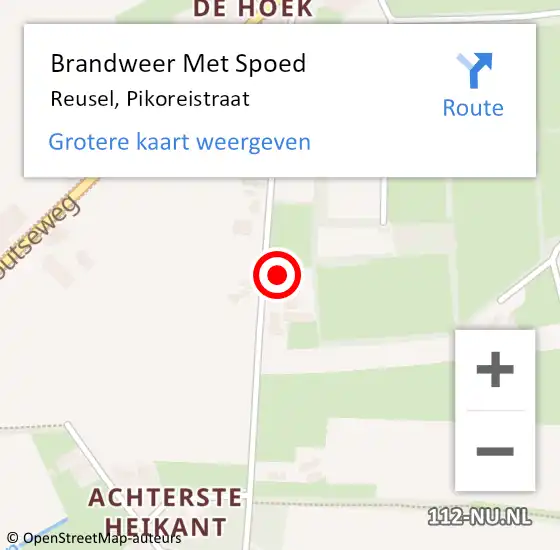 Locatie op kaart van de 112 melding: Brandweer Met Spoed Naar Reusel, Pikoreistraat op 24 mei 2015 09:20