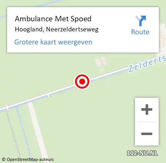 Locatie op kaart van de 112 melding: Ambulance Met Spoed Naar Hoogland, Neerzeldertseweg op 24 mei 2015 09:26