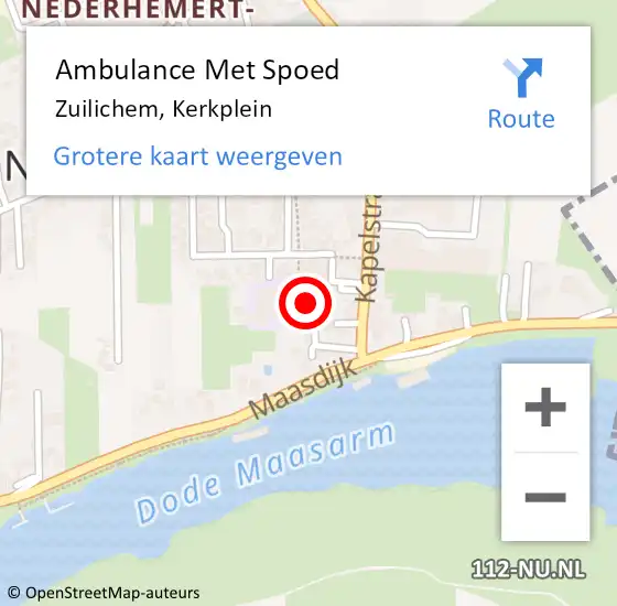 Locatie op kaart van de 112 melding: Ambulance Met Spoed Naar Zuilichem, Kerkplein op 24 mei 2015 10:15