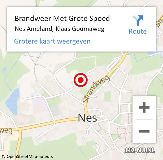 Locatie op kaart van de 112 melding: Brandweer Met Grote Spoed Naar Nes Ameland, Klaas Goumaweg op 24 mei 2015 10:22