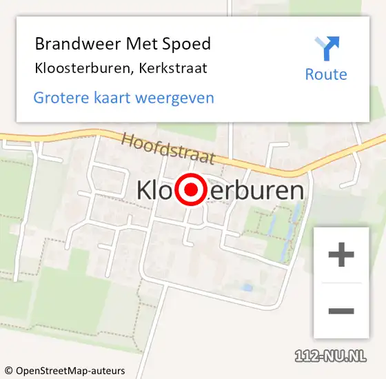 Locatie op kaart van de 112 melding: Brandweer Met Spoed Naar Kloosterburen, Kerkstraat op 24 mei 2015 11:20