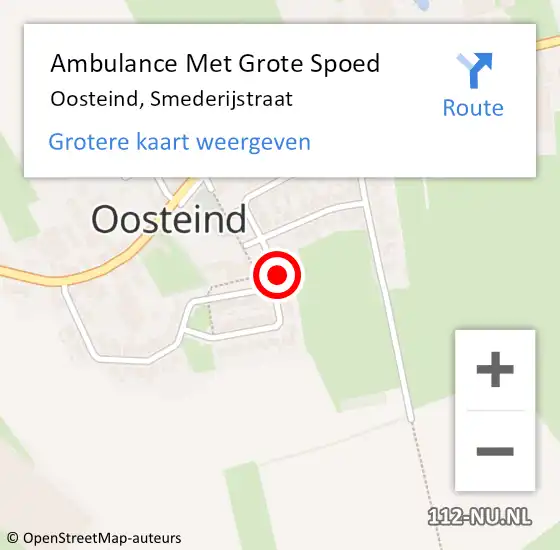 Locatie op kaart van de 112 melding: Ambulance Met Grote Spoed Naar Oosteind, Smederijstraat op 24 mei 2015 11:45