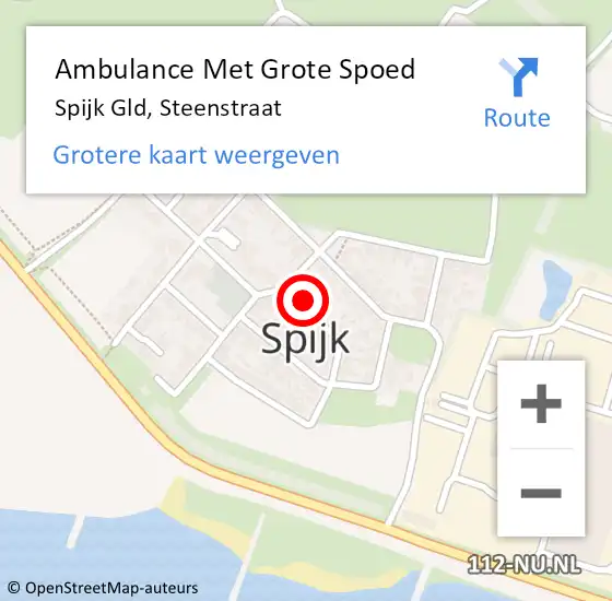 Locatie op kaart van de 112 melding: Ambulance Met Grote Spoed Naar Spijk Gld, Steenstraat op 24 mei 2015 11:58