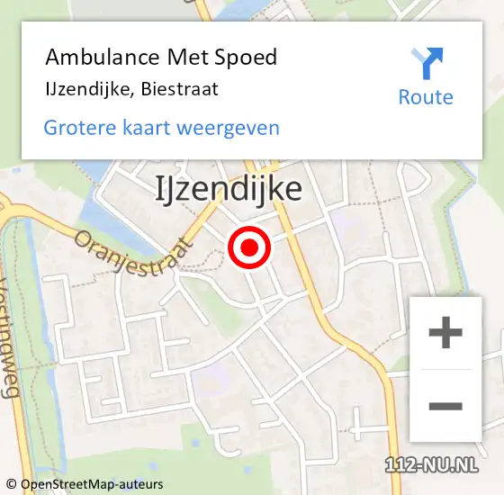 Locatie op kaart van de 112 melding: Ambulance Met Spoed Naar IJzendijke, Biestraat op 24 mei 2015 12:48